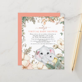 Convite Virtual para Chá de fraldas Coral de Elefa