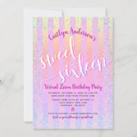 Virtual Rainbow Ombre Sweet 16 Birthday Girly