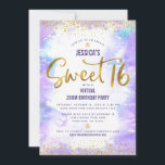 Convite Virtual Sweet 16 Purple Watercolor Aniversário Dou<br><div class="desc">Aqui está uma forma excelente de fazer com que sua filha ainda seja capaz de comemorar seu aniversário marcante com todos os seus amigos. Envie este convite de festas online virtual personalizado, incrível e moderno para que um evento se lembre. Folha de ouro brilhante e minúsculos pontos brilhantes de confetti...</div>