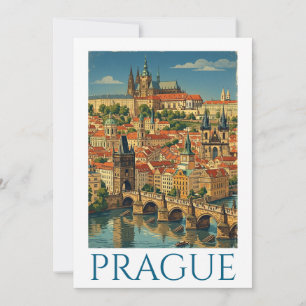 Convite Vista da Cidade Retro Vintage Praga República Tche