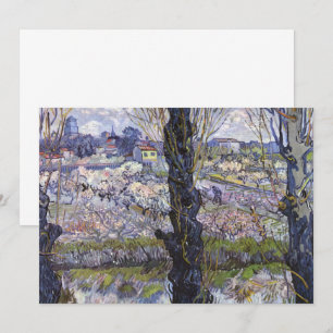 Convite Vista de Arles de Van Gogh Pomares em Flor
