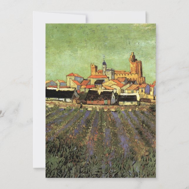 Convite Vista de Saintes Maries por Vincent van Gogh (Frente)