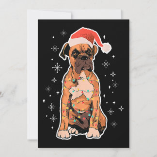 Convite Visto de Natal Boxer Santa Hat Fada de Cachorro de
