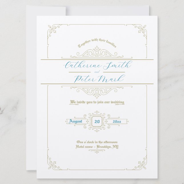 Convite vitoriano ao Casamento vintage (Frente)