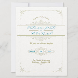 Convite vitoriano ao Casamento vintage