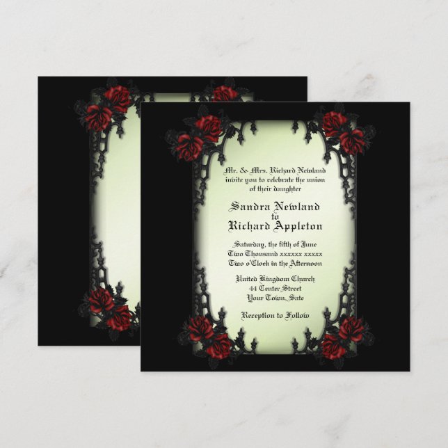 Convite Vitoriano do Trimestre Francês / Casamento do Tema (Frente/Verso)