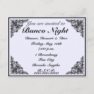 Convite Vitoriano para Vintage Noite Bunco