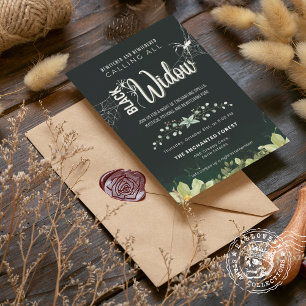 Convite Viúva Negra Assustada e buquê