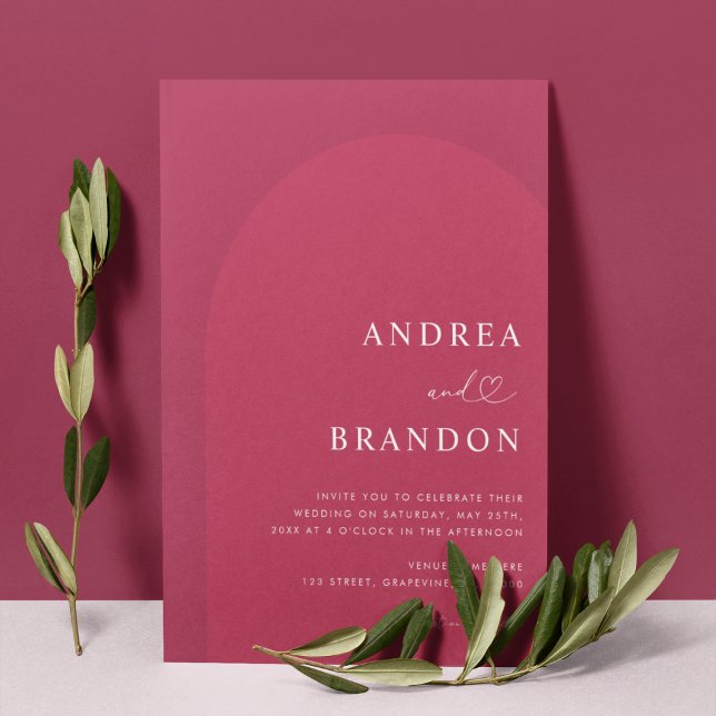 Convite Viva Magenta Arch Heart Script All in One Wedding (Criador carregado)