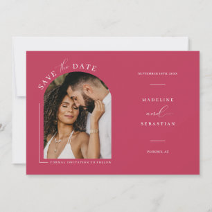 Convite Viva Magenta Boho Arch Foto Código QR Salvar Data