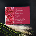 Convite Viva magenta burgundy flores rosa casamento<br><div class="desc">Viva magenta burgundy flores rosa com convite para casamento modelo com código QR RSVP no verso.</div>