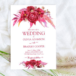 Convite Viva magenta crimson burgundy flores rosas