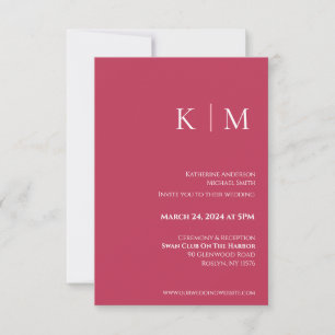 Convite Viva Magenta e White-Monograma-Casamento-