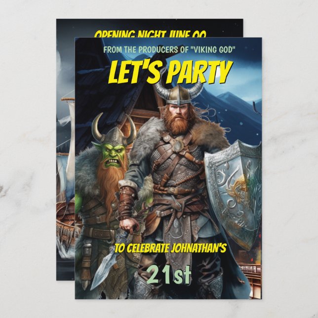 Convite Vivendo um navio de fantasia medieval de guerreiro (Frente/Verso)