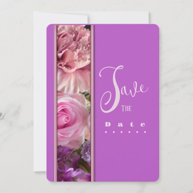 Convite Vivid Orchid Save the Date  (Frente)