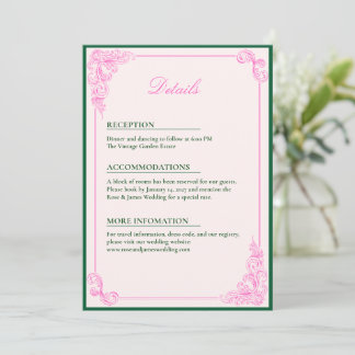 Convite Vivid Pink Y2K Anime Gothic Cat Wedding Details