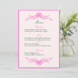 Convite Vivid Pink Y2K Anime Gothic Cat Wedding Menu