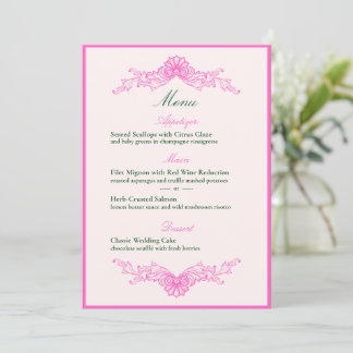 Convite Vivid Pink Y2K Anime Gothic Cat Wedding Menu