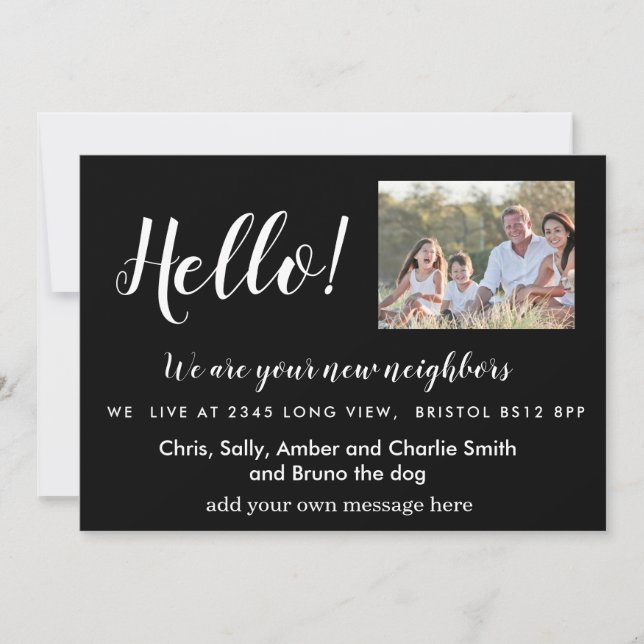 Convite Vizinho de Olá Editável, Novo Endereço, introdução (Frente)