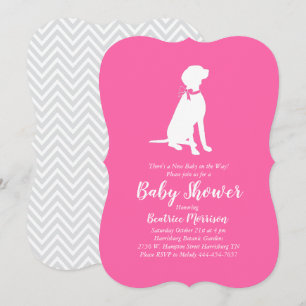 Convite Vizsla Dog Chá de fraldas Girl Rosa