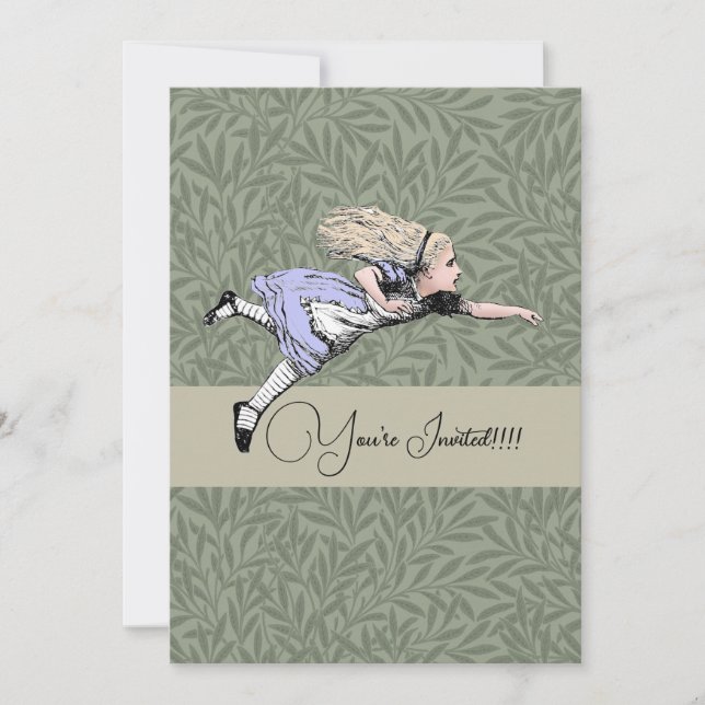 Convite Voando Alice no País das Maravilhas Olhando Vidro (Frente)