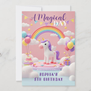 Convite Voar com Unicorn - Festa de aniversário