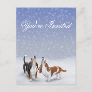 Convite Você é cães de Basset convidados do inverno
