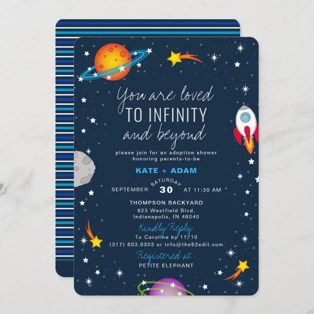 Convite Você É Chá de fraldas De Adoção De Meninos Amados (Frente/Verso)