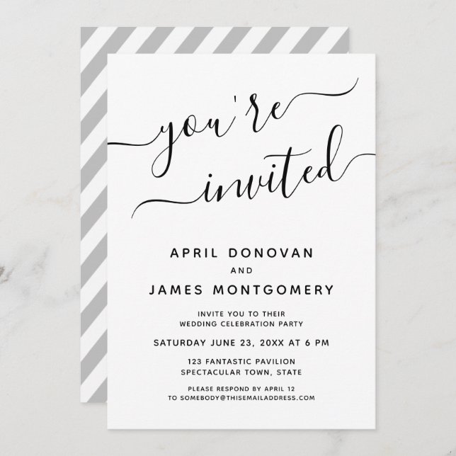 Convite Você é Convidado para Casamento de Tipografia (Frente/Verso)