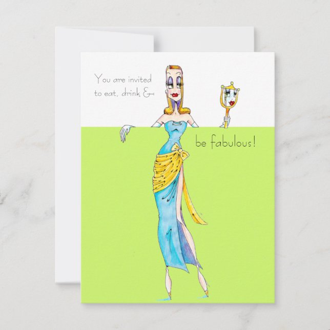 Convite Você é convidado para comer, beber e ser fabuloso! (Frente)
