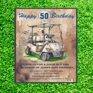 Convite Você é Convidado para uma Festa de Golfe "Fif-tee"
