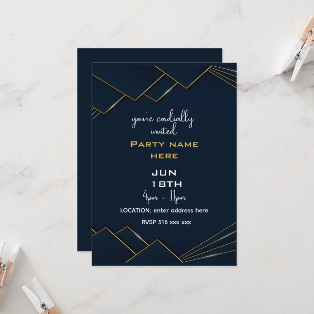 Convite Você é cordialmente convidado para personalizar (Frente/Verso In Situ)