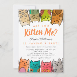 Convite Você É Kitten? Gatos de Gato Chá de fraldas Neutro