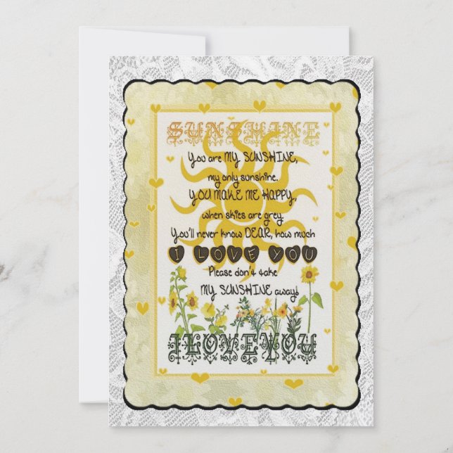 Convite Você é meu sol. (Verso)