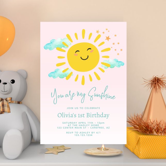 Convite Você É Meu Sol Aniversário de 1 Ano  (Criador carregado)