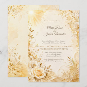 Convite Você É Meu Sol Casamento Marfim Dourado