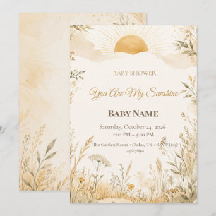 Convite Você É Meu Sol Chuva de Amor Minimal Boho
