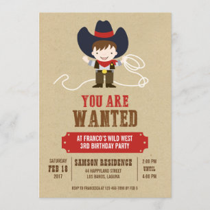 Convite Você É O Chamado De Aniversário Do Cowboy Ocidenta
