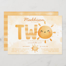 Convite Você é o meu sol virando duas festas de segundo an