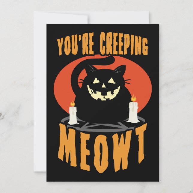 Convite Você está assustando Meowt | Arma Preta de Hallowe (Frente)