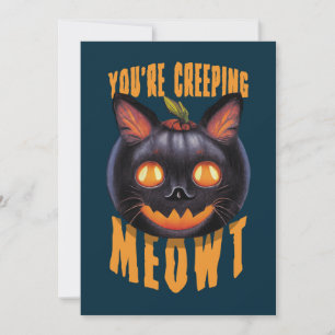 Convite Você está assustando Meowt   Gato Preto Halloween