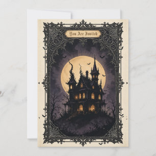 Convite Você Está Convidados Casa Assombrada Halloween Gót