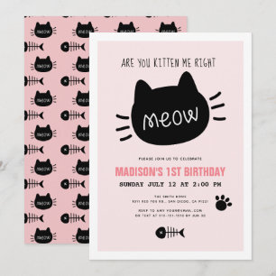 Convite Você Está Me Adormecendo Certo, Meow Pink BIrhoje