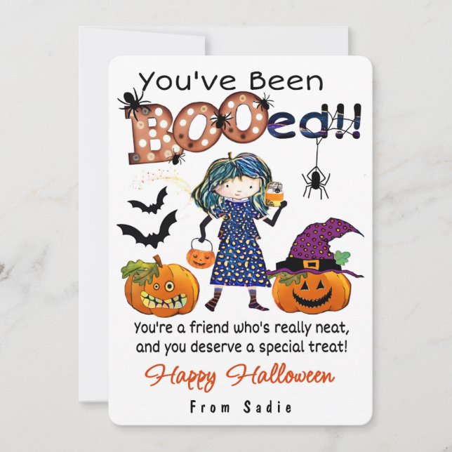 Convite Você foi “BOOed”-Cartão personalizado de Halloween (Frente)