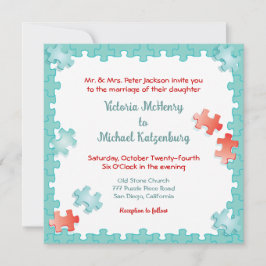 Convite Você me completa o Casamento de Quebra-cabeça de J