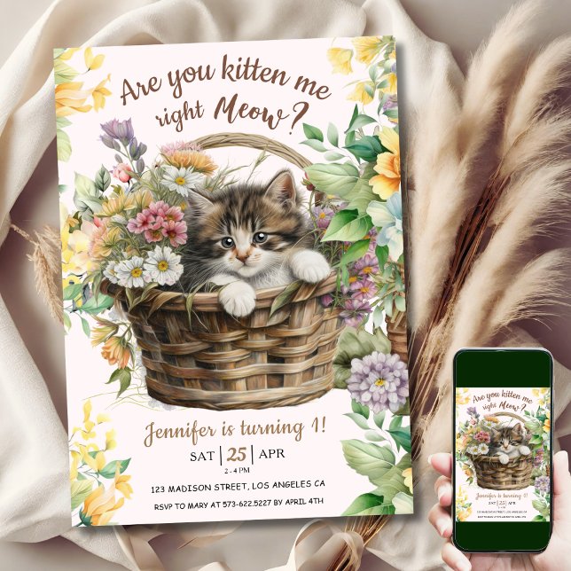 Convite Você Me Gatinha? | primeiro aniversario de Gata (Criador carregado)