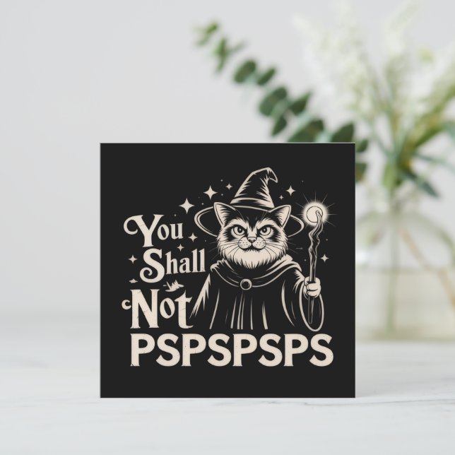 Convite Você Não Deverá PSPSPSPS Gato Engraçado Mago Pai  (Em pé/Frente)