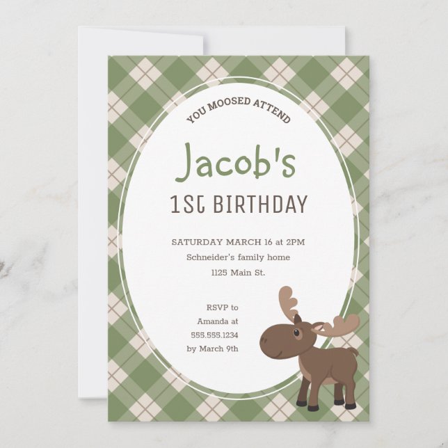 Convite Você se sentiu no aniversário do Moose Woodland Ch (Frente)