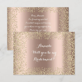 Convite Você Será A Minha Colega De Bridesmaid Rosa Dourad