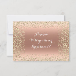 Convite Você Será A Minha Colega De Bridesmaid Rosa Dourad